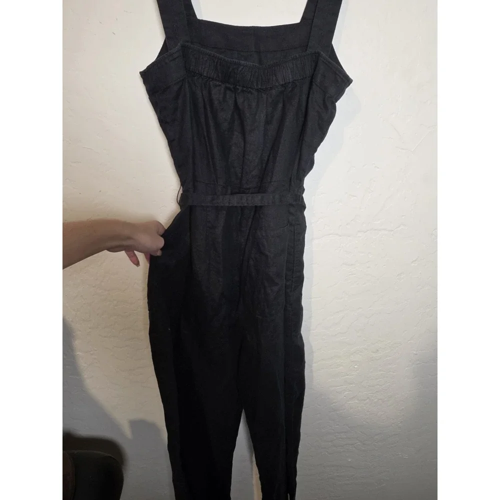 Quince 100% European Linen Square Neck Jumpsuit Deep Navy Size Medium